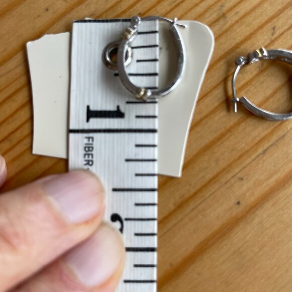 Genuine Diamond and 14k Gold Hoop Earrings - Picture 4 of 6